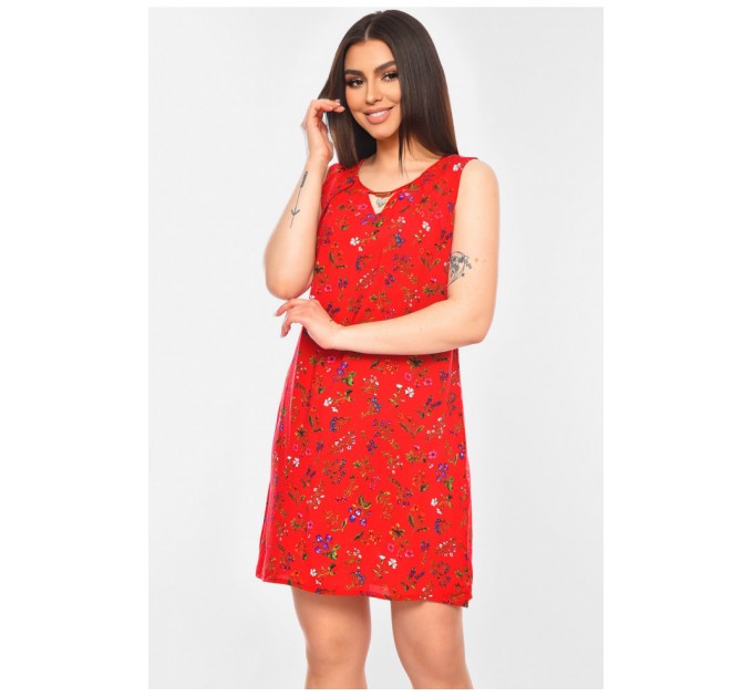 Сарафан жіночий червоного кольору з принтом 201138L