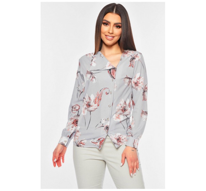 Женская блузка серого цвета с принтом 201171L