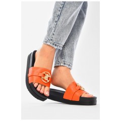 Шльопанці жіночі помаранчевого кольору 201185L