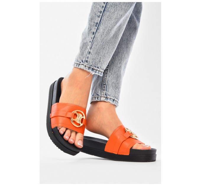 Шльопанці жіночі помаранчевого кольору 201185L