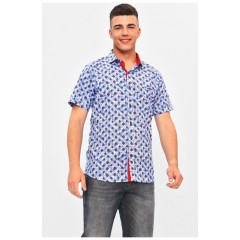 Мужская рубашка синего цвета с принтом 201374L