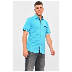 Сорочка чоловіча блакитного кольору з принтом 201375L