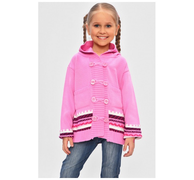 Кофта детская для девочки розового цвета на пуговицах 201667L