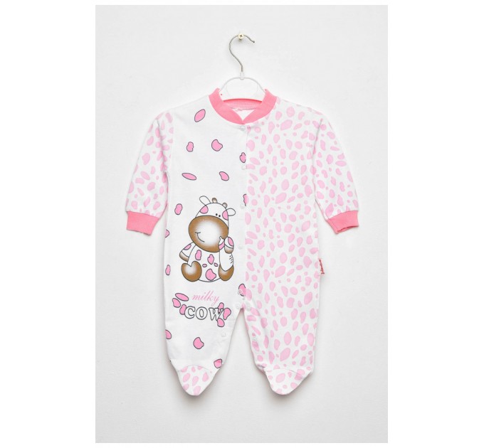 Чоловічок дитячий для дівчинки біло-рожевого кольору з шапочкою 201751L