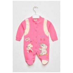 Чоловічок дитячий для дівчинки рожевого кольору з шапочкою 201768L