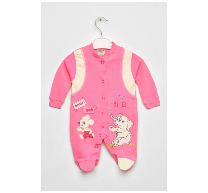 Чоловічок дитячий для дівчинки рожевого кольору з шапочкою 201768L