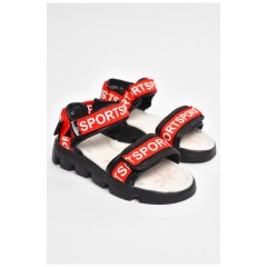 Босоніжки для дівчинки чорно-червоного кольору 202057L