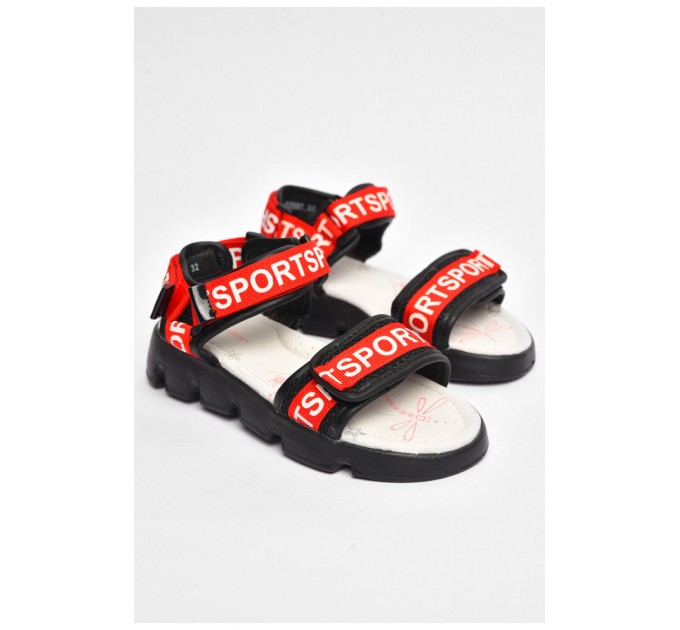 Босоніжки для дівчинки чорно-червоного кольору 202057L