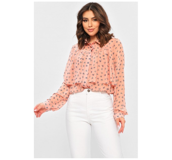 Блуза женская розового цвета с принтом 202465L