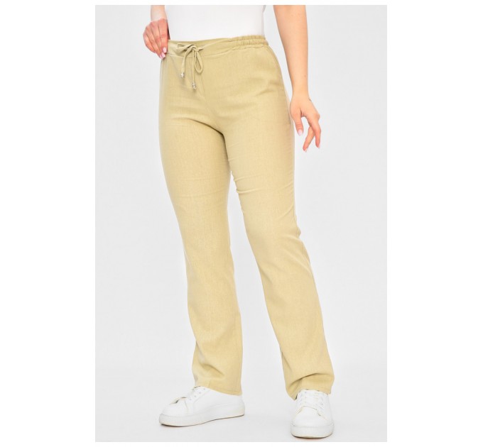 Брюки женские батальные бежевого цвета 202610L