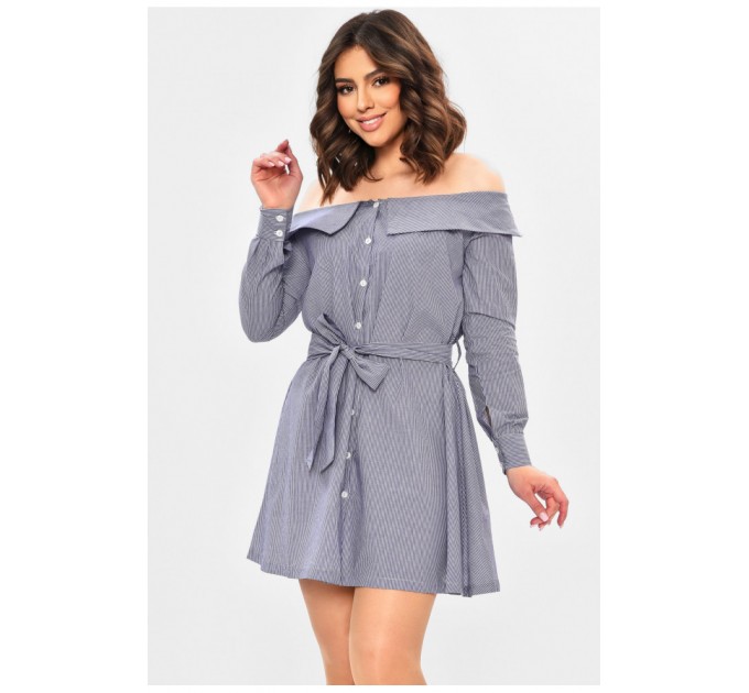 Сукня-сорочка жіноча синього кольору в смужку 202656L