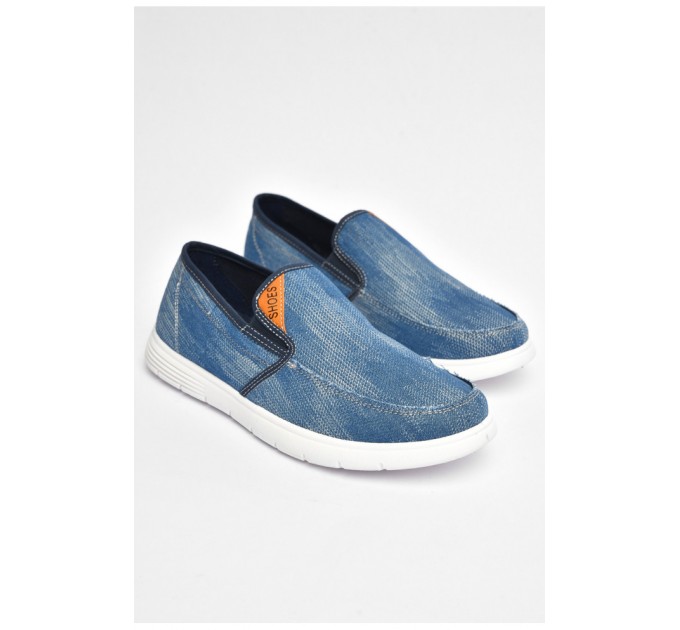 Мокасини чоловічі блакитного кольору текстиль 202840L