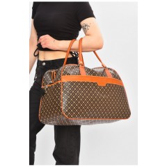 Сумка дорожня унісекс екошкіра коричневого кольору з принтом 202940L