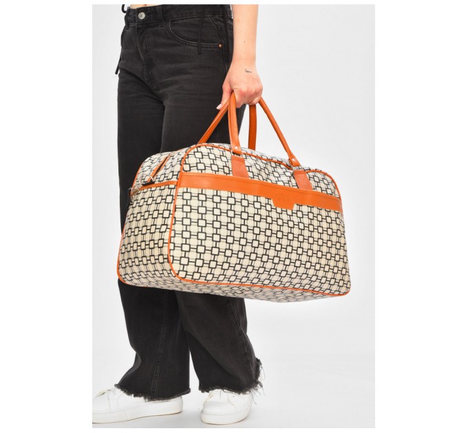 Сумка дорожня унісекс екошкіра сірого кольору з принтом 202941L