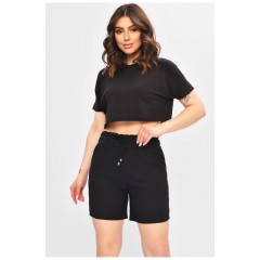 Шорты женские однотонные черного цвета 203001L Шорты женские однотонные черного цвета 203001L