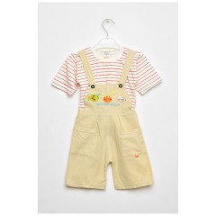 Костюм дитячий для хлопчика бежевого кольору з картузом 203041L