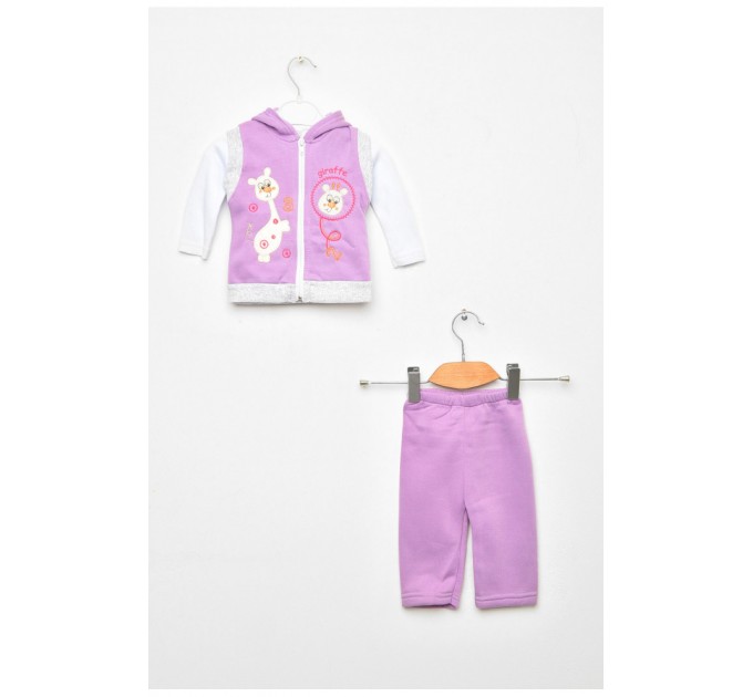 Костюм детский тройка сиреневого цвета 203146L