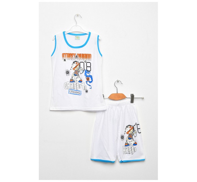 Костюм дитячий літній для хлопчика білого кольору 203161L