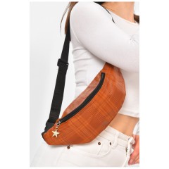 Бананка женская коричневого цвета с принтом 203250L