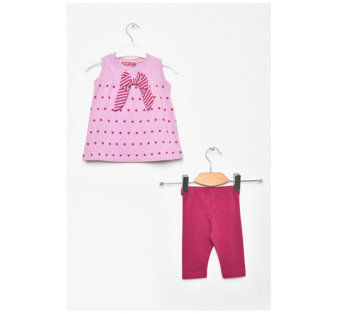 Костюм дитячий для дівчинки бузкового кольору з принтом 203445L