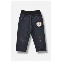 Джинсы детские для мальчика темно-синего цвета зима на меху 203465L