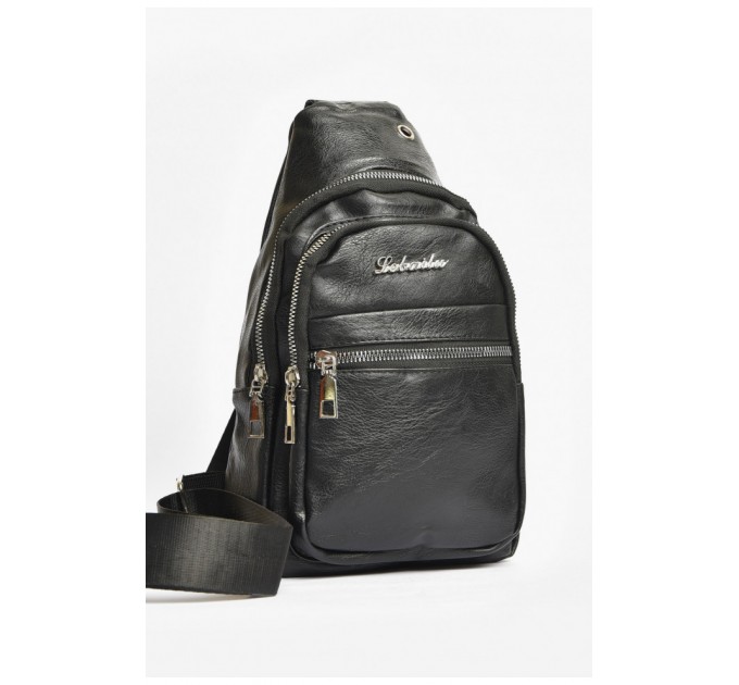 Сумка чоловіча через плече з екошкіри чорного кольору 203638L