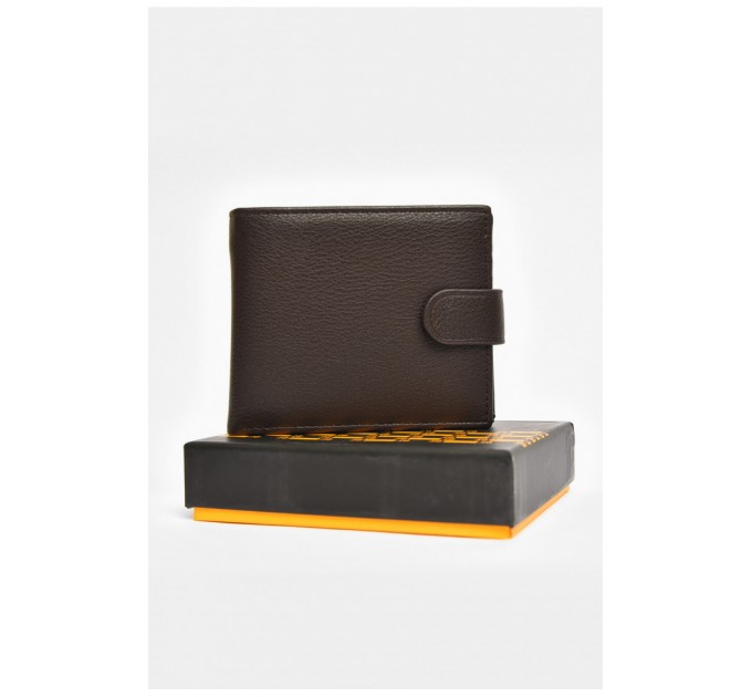 Гаманець чоловічий з екошкіри темно-коричневого кольору 203728L