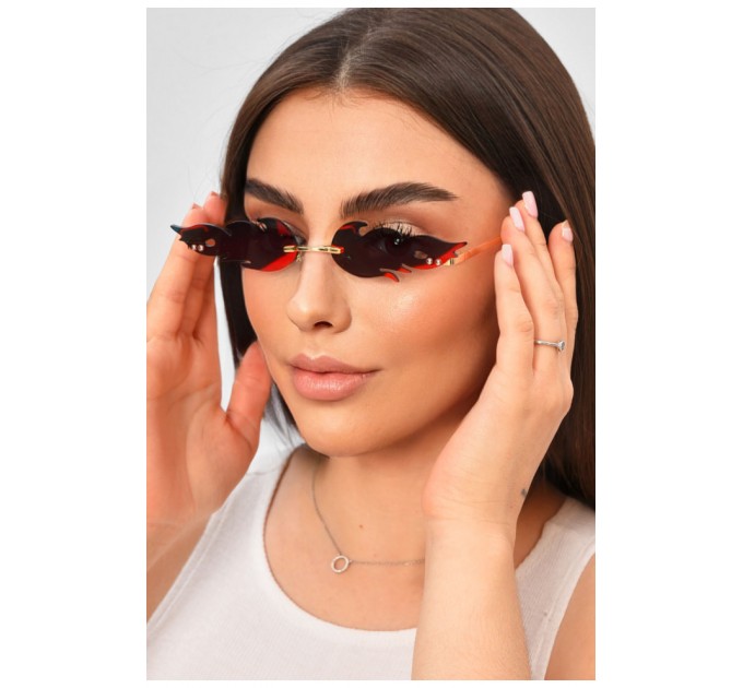 Окуляри-полум'я жіночі вузькі червоного кольору 204197L