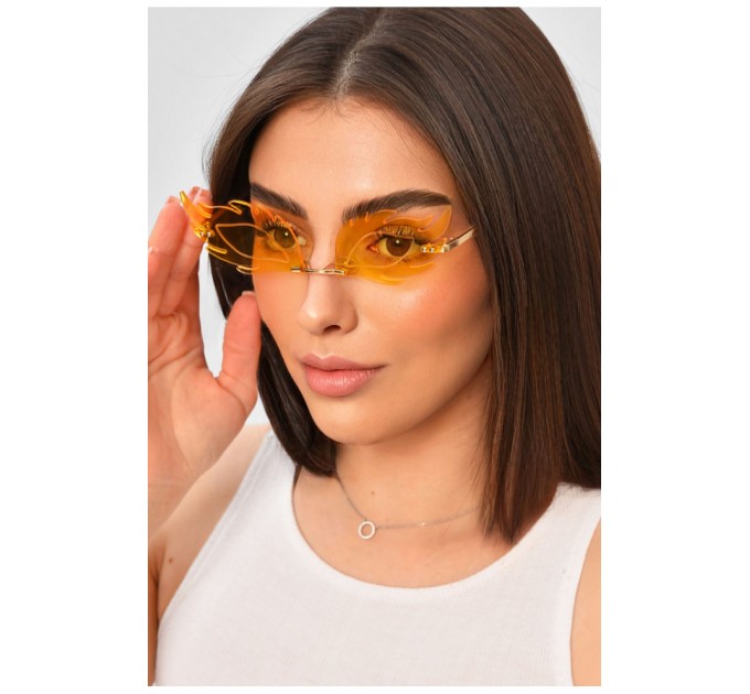 Очки-пламя женские узкие желтого цвета 204200L