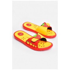 Шльопанці дитячі для дівчинки червоного кольоу з полуницею 204385L