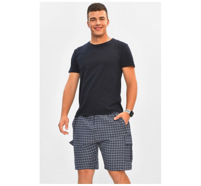 Шорти чоловічі батальні синього кольору з принтом 204560L