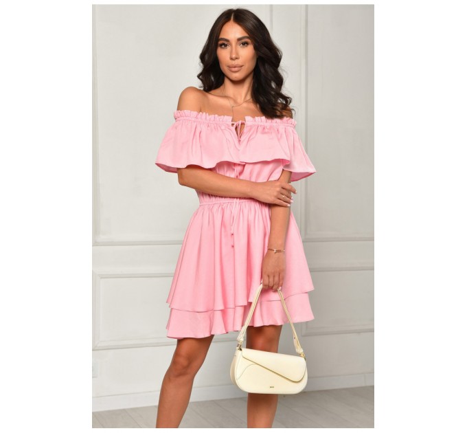 Сукня жіноча однотонна рожевого кольору 204562L