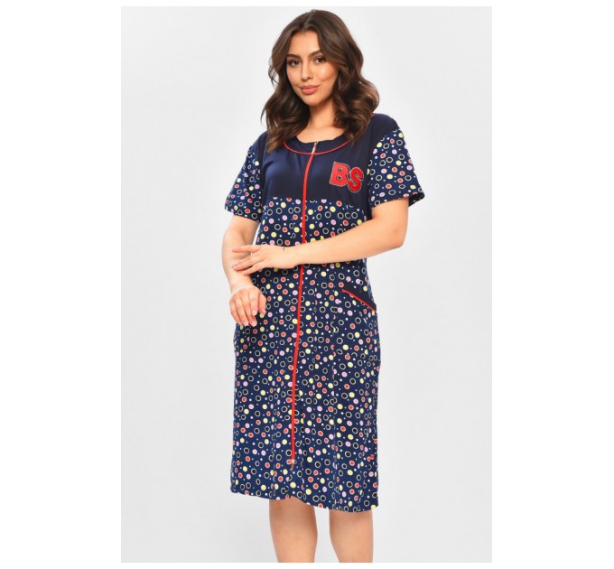 Халат женский батальный темно-синего цвета с принтом 204597L