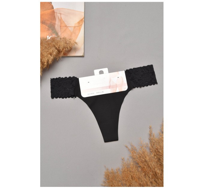 Стрінги жіночі однотонні чорного кольору 204813L