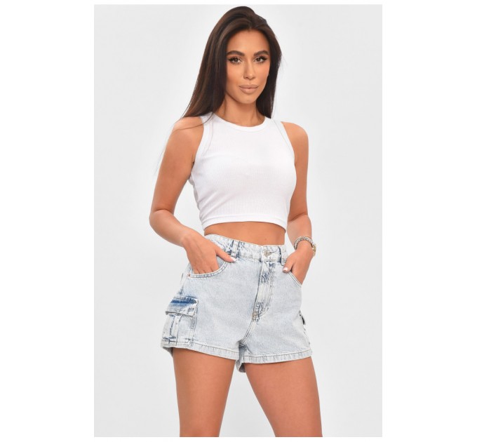 Шорты женские однотонные светло-голубого цвета 204969L