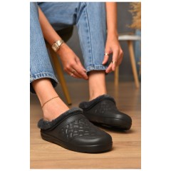 Галоши женские без задника утепленные черного цвета 205007L