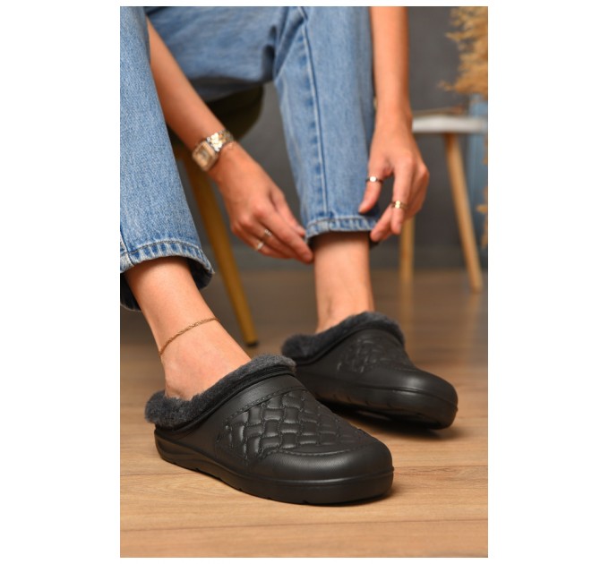 Галоши женские без задника утепленные черного цвета 205007L