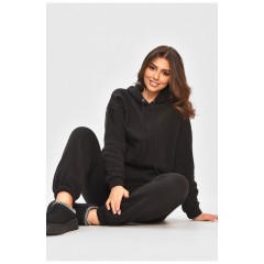 Спортивний костюм жіночий на флісі чорного кольору 205055L