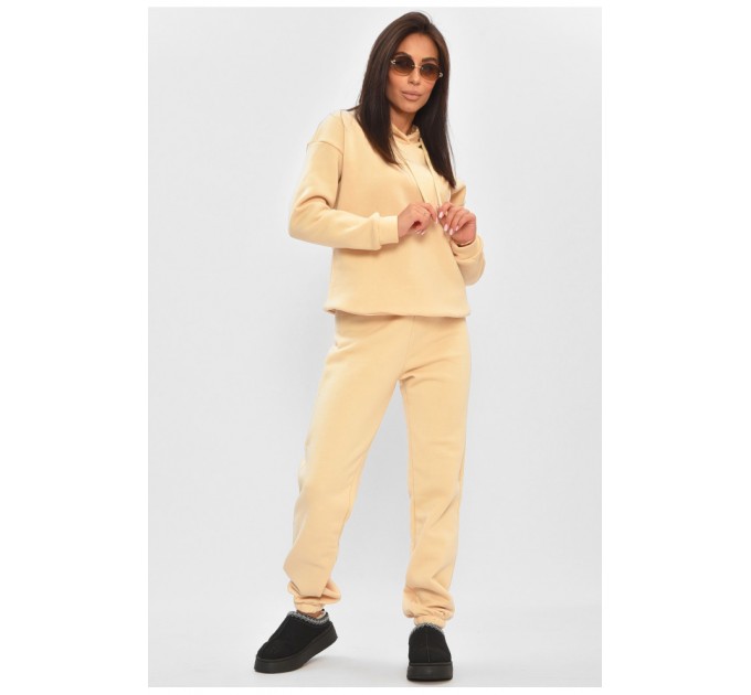 Спортивний костюм жіночий на флісі бежевого кольору 205057L