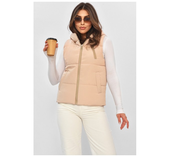 Жилетка женская демисезонная бежевого цвета 205100L