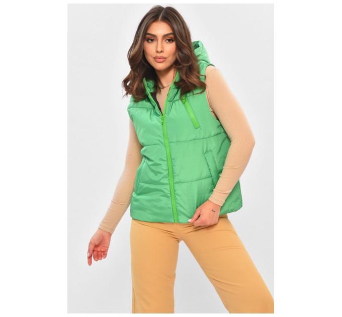Жилетка жіноча демісезонна зеленого кольору 205101L