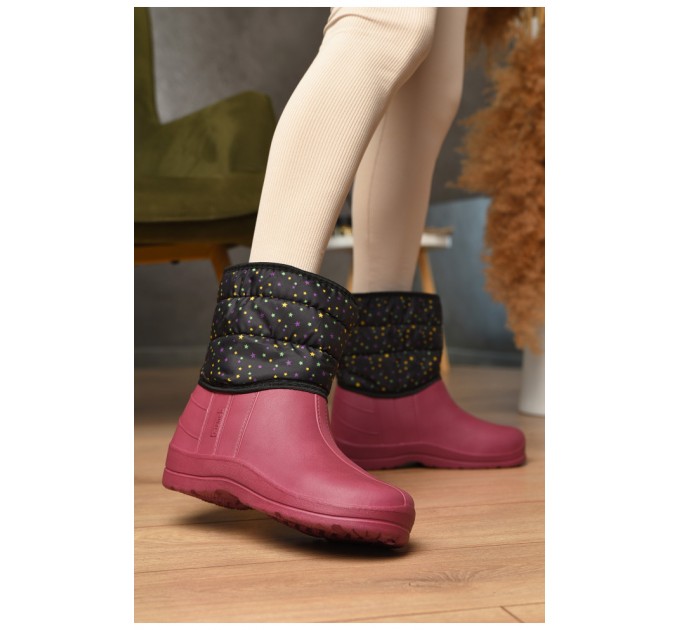 Дутики жіночі на хутрі бордового кольору 205178L