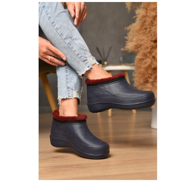 Галоши женские на меху синего цвета 205210L