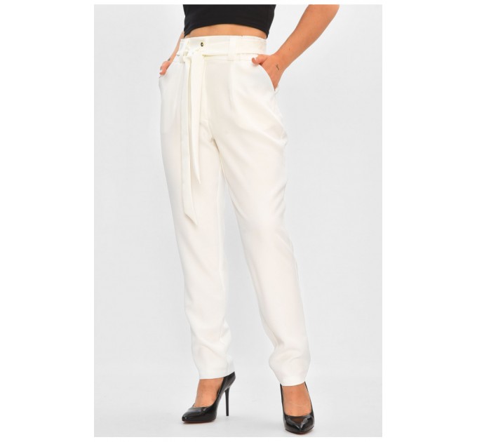Штани жіночі однотонні білого кольору 205424L