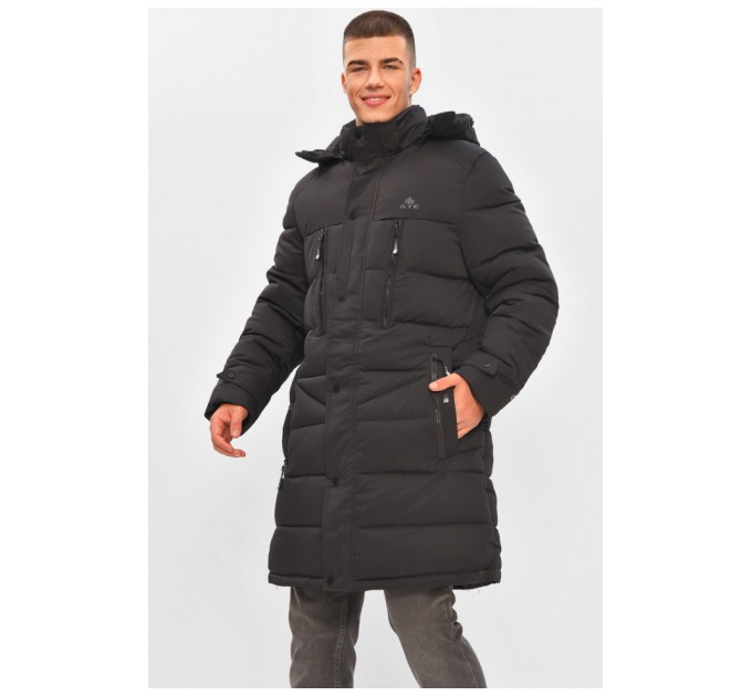 Куртка мужская удлиненная еврозима черного цвета 205471L