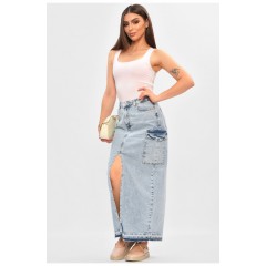 Спідниця жіноча джинсова подовжена світло-блакитного кольору 205658L