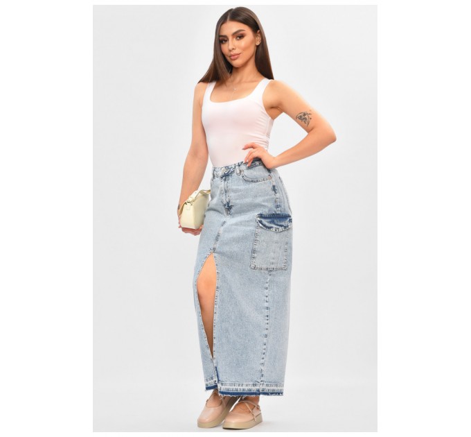 Спідниця жіноча джинсова подовжена світло-блакитного кольору 205658L