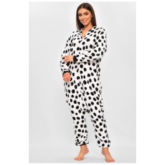 Жіноча піжама кігурумі білого кольору з принтом 205750L