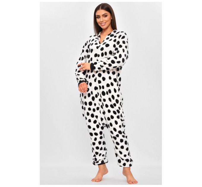 Жіноча піжама кігурумі білого кольору з принтом 205750L