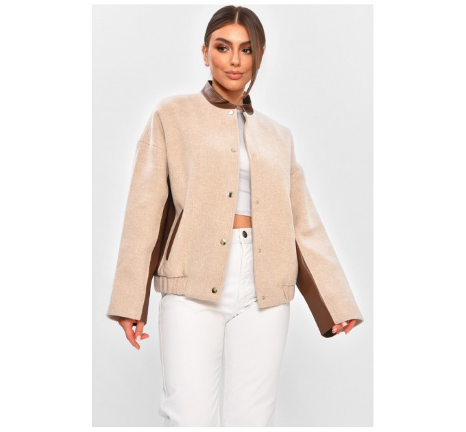 Бомбер жіночий демісезонний бежевого кольору 205762L